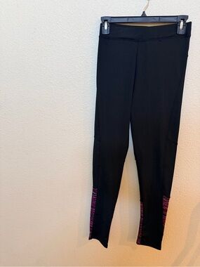 Black Leggings with Pink Hem Detail